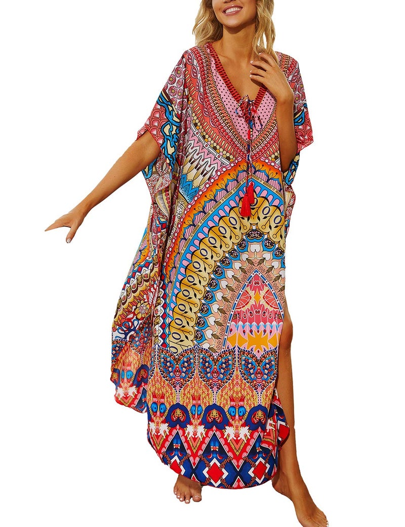 Eddoyee Loose Beach Kaftan Dresses for Women Caftan Swimsuit Cover Up - Image 1